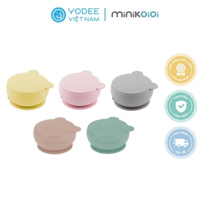 MinikOiOi Chén ăn kèm nắp đậy silicone cao cấp cho bé có đế hít chống trơn an toàn và tiện lợi