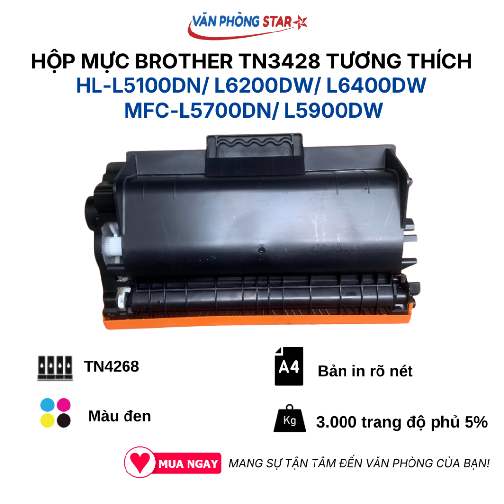 Hộp Mực TN3428 Tương Thích Brother HL-L5100DN HL-L6200DW HL-L6400DW MFC-L5700DN MFC-L5900DW