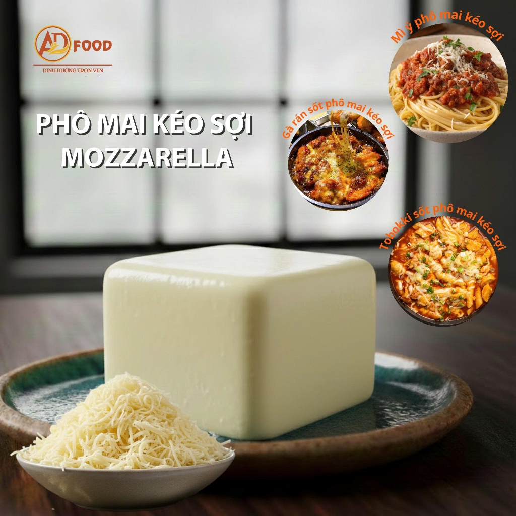 1kg phô mai mozarrela thơm ngon, kéo sợi tốt