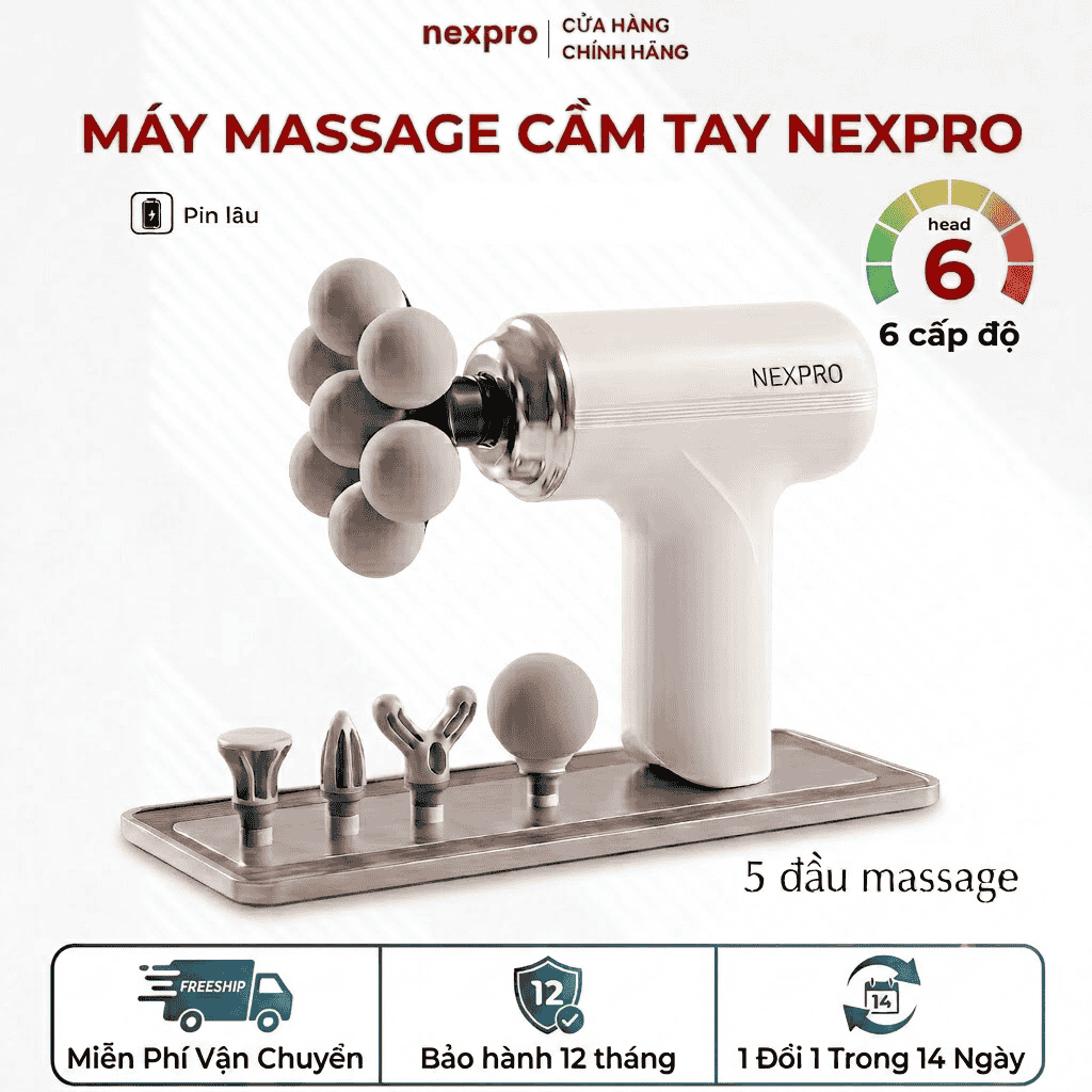 Máy Massage NEXPRO Cầm Tay , Có AI Cảm Biến, Cổ Vai Gáy Động Cơ Lực Đấm Sâu, Pin Khỏe
