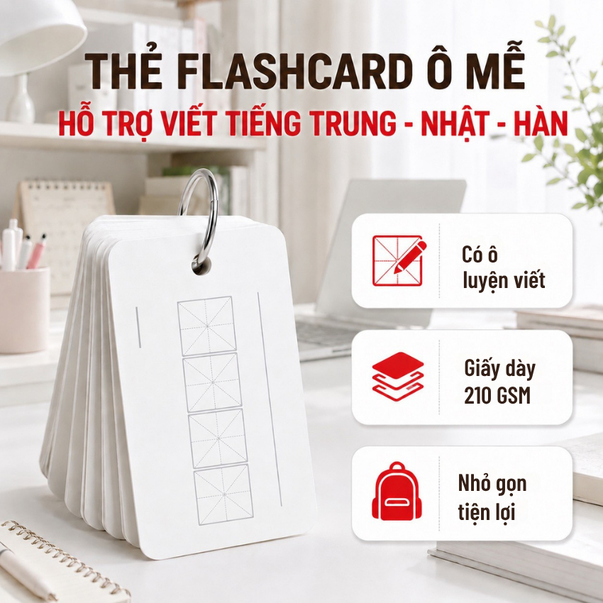 Thẻ Flashcard Ô Mễ Luyện Viết Tiếng Trung Tiếng Nhật Tiếng Hàn Tập Viết Học Ngoại Ngữ Happybirds