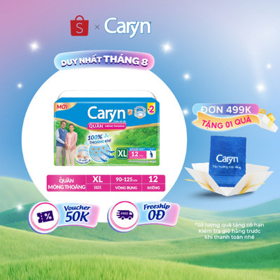 [Tặng Miếng Ngẫu Nhiên] Tã Quần Người Lớn Caryn Mỏng Nhẹ/ Mỏng Thoáng Chống Tràn, Người Tự Đi Lại Size XL12/XL24/XL20