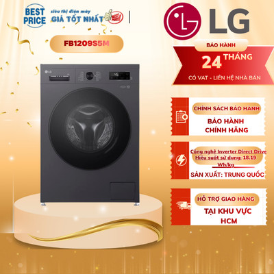 FB1209S5M Máy giặt LG Inverter 9kg cửa trước, giặt hơi nước, tiết kiệm điện FB1209S5M