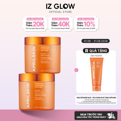 Set 2 Toner Sạch Mụn Aprilskin Real Carrotene Vitamin Pad 135g (60 Miếng/Hộp) (2F00070)