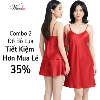 Combo váy ngủ + bộ đùi nữ lụa mềm mịn WANNABE sự kết hợp hoàn hảo vừa tiết kiệm cho phái đẹp DNBS612