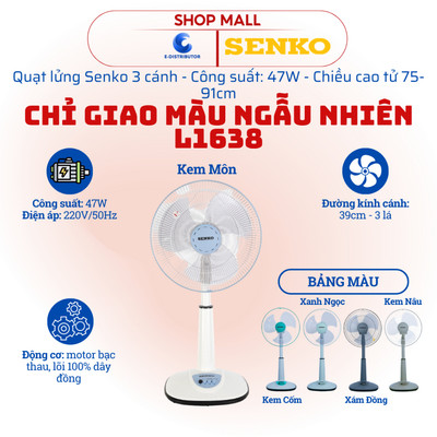 [HỎA TỐC] Quạt Lửng Ống Nhựa Senko L1638 - Công suất 47W - GIAO MÀU NGẪU NHIÊN - Chính Hãng
