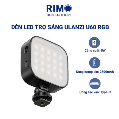 Đèn LED Trợ Sáng Ulanzi U60 RGB Mini CRI Cao Chụp Ảnh Quay Video Livestream Màu Đen