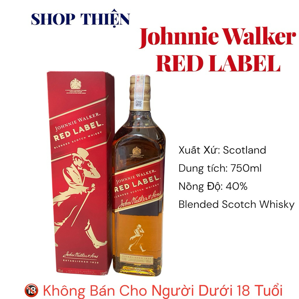 Johnnie Walker Red Label Blended Scotch Whisky 750ml - Chính Hãng