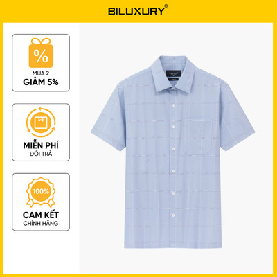 [NEW 2026] Áo Sơ Mi Nam Ngắn Tay Thiết Kế 1SMCC615GHS Biluxury Form Slimfit Kháng Khuẩn Bền Màu