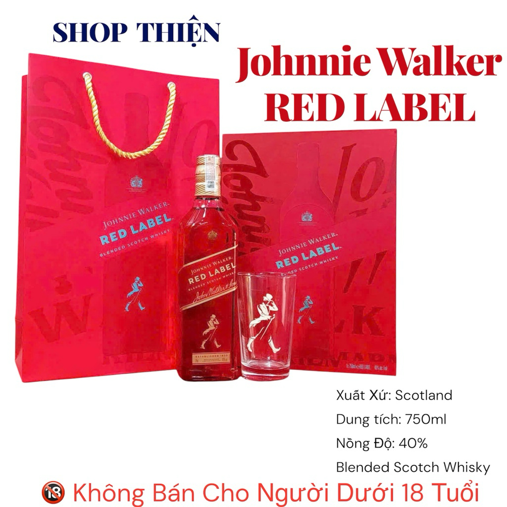 Hộp Quà Rưou Johnnie Walker Red Label 750ml - Hộp Đỏ Cao Cấp