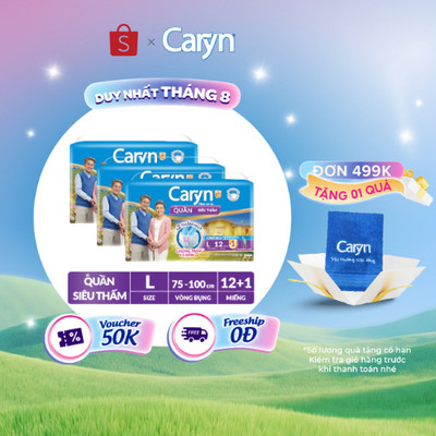 [TẶNG KÈM 1 MIẾNG] Bộ 3 Tã/Bỉm Quần Người Lớn Caryn siêu thấm dành Cho Người Già 