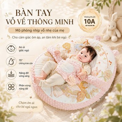 Gối chống trào ngược bàn tay vỗ ru bé ngủ cổ tích đệm ngủ cho bé chống giật mình KidAndMom KT 85*65