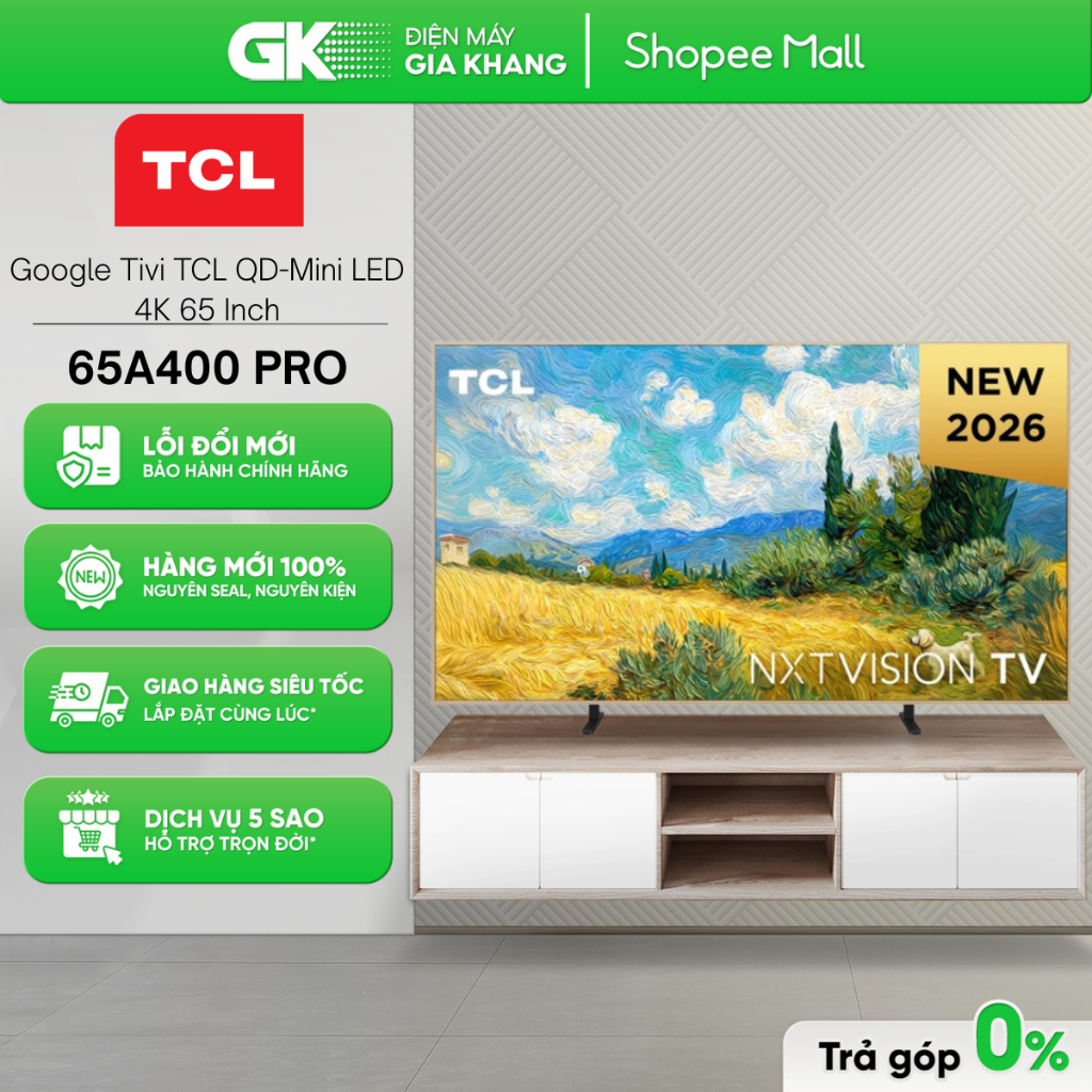 65A400 PRO | 65C69B Google Tivi TCL QD-Mini LED 4K 65 Inch 65A400 PRO [Freeship HCM]