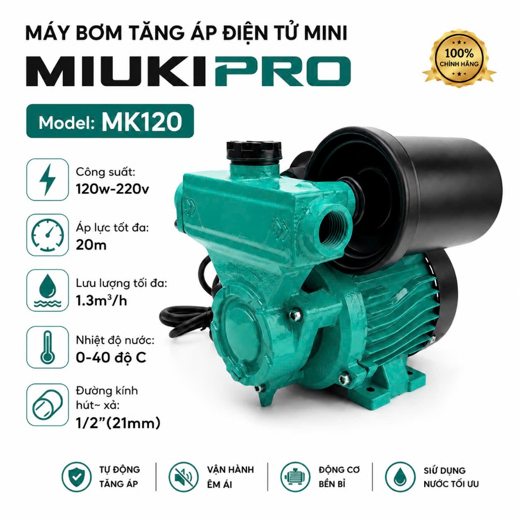 Bơm tăng áp điện tử 120w MK120 MIUKIPRO