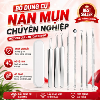 [DỤNG CỤ NẶN MỤN] Bộ dụng cụ nặn mụn chuyên mụn 8 món và 3 món, tặng kèm hộp, hỗ trợ lấy mụn đầu đen, mụn bọc