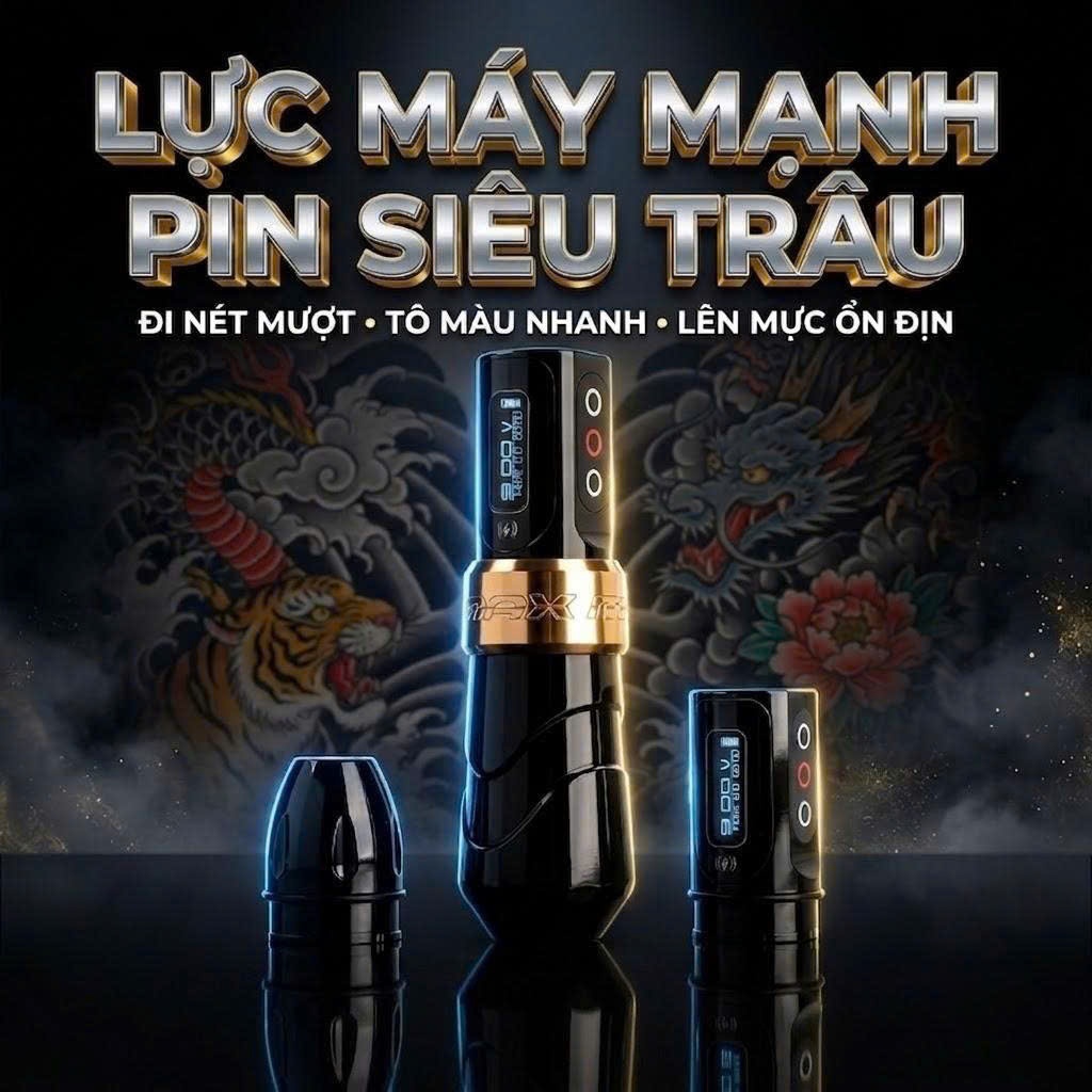 Máy xăm tích điện Flux max - PEN FLUX MAX - 2 pin - Bảo hành 12 tháng