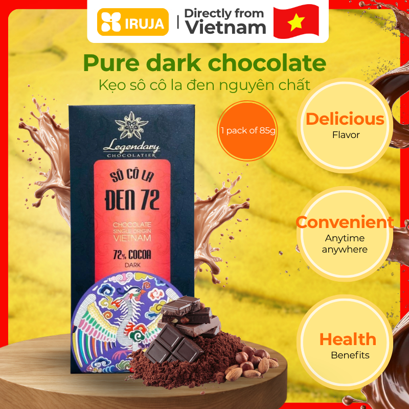 [IRUJA] Vietnam SOCOLA ĐEN 72% LEGENDARY 85G