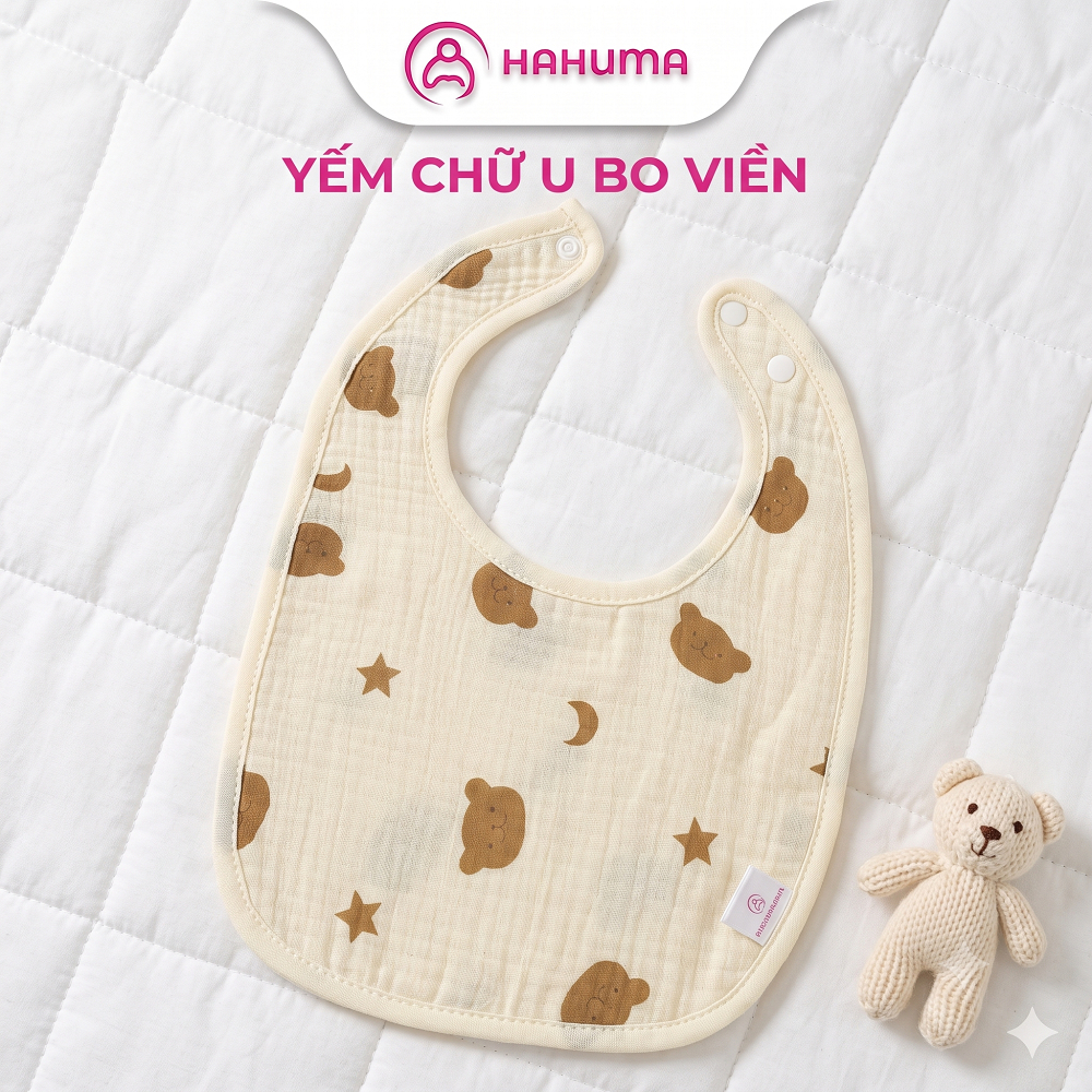 Yếm Quàng Cổ Cho Bé Hahuma – Yếm Xô 5 Lớp Siêu Thấm, Dùng Đên Khi Bé Ăn Dặm