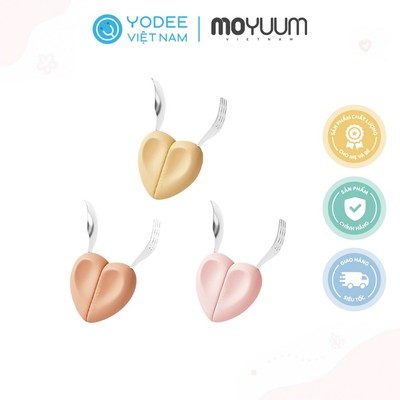 Moyuum Bộ thìa dĩa hình trái tim cho bé tập ăn dặm