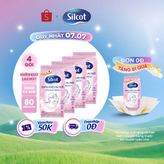 [HANNAH x SILCOT] Bộ 4 Khăn khô lau mặt Silcot 80 miếng/gói