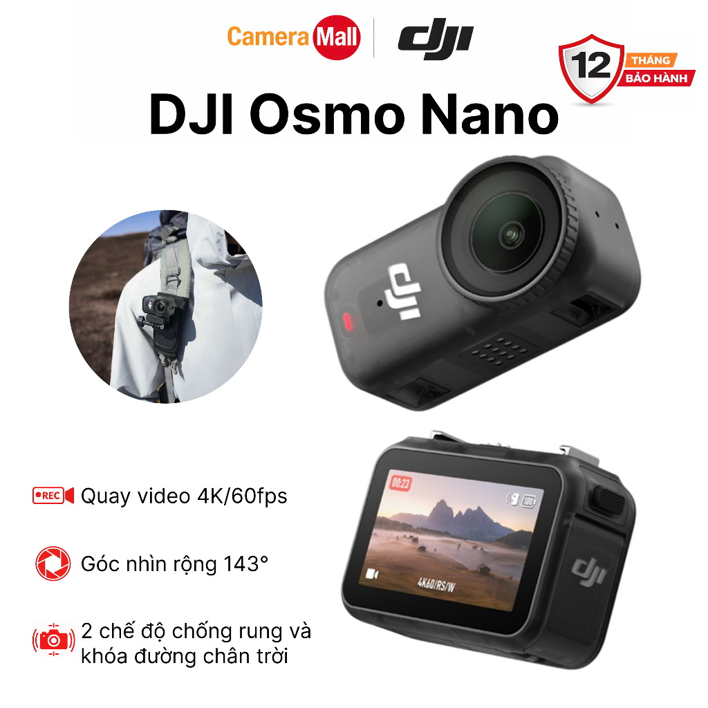 DJI Osmo Nano 64GB - Camera Đeo Thông Minh Siêu Nhỏ Gọn | AI Tracking | Bộ Nhớ Trong 64GB | Chính Hã