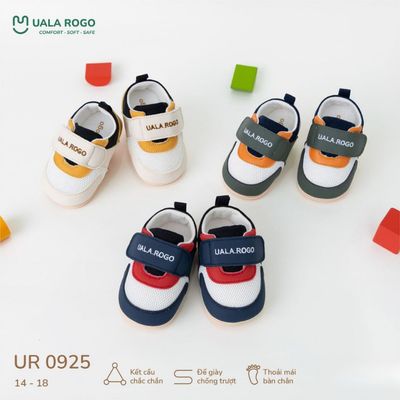 Giày tập đi cho bé Ualarogo đế cao su chống trượt an toàn quai dán điều chỉnh bảo vệ ngón chân 5753
