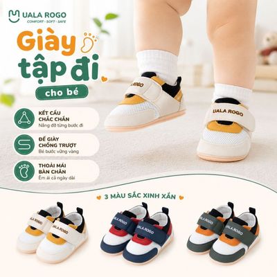 Giày tập đi cho bé Ualarogo sandal đế cao su chống trượt an toàn quai dán điều chỉnh UR 0925