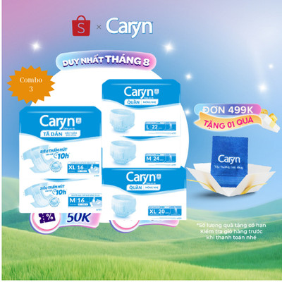 [CHỈ BÁN TRÊN TMĐT] Combo 3 gói Caryn tã quần/tã dán người lớn siêu thấm hút - chống tràn size M/L/XL