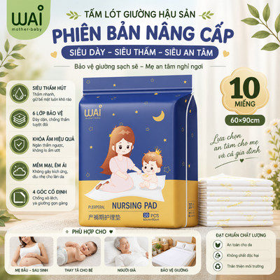 Tấm lót giường hậu sản cho mẹ sau sinh Wai chống thấm tấm lót giường KidsWorld cho người già trẻ em