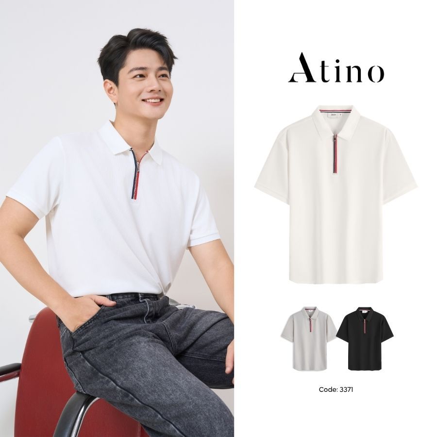 Áo Polo Nam ATINO Form Regular Cổ Khóa Kéo, Vải Co Giãn Ít Nhăn L.3.3371