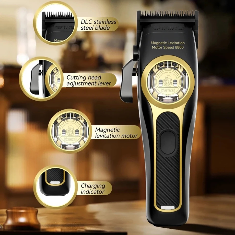 Máy cắt tóc chuyên nghiệp không dây Kemei KM-2373 dành cho thợ cắt tóc nam