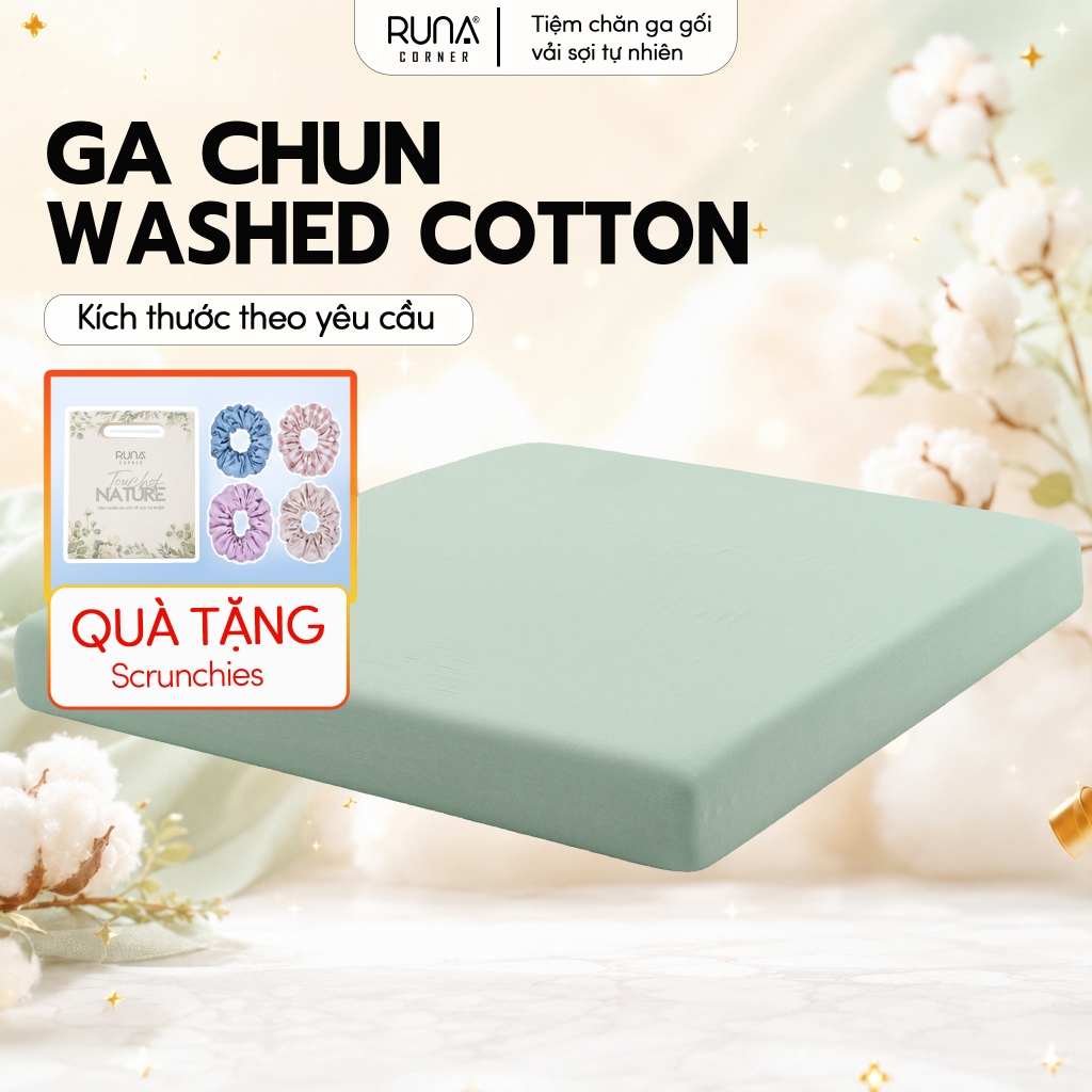 Ga giường Washed Cotton Runa Corner, Ga trải giường mềm mịn thoáng mát, đủ size, phong cách Vintage