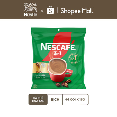 Cà phê hoà tan NESCAFE 3IN1 công thức cải tiến - vị Rang Đậm Bịch 46 gói