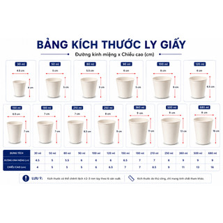 Ly giấy 180ml tiện dụng (50 cái / 1 túi)