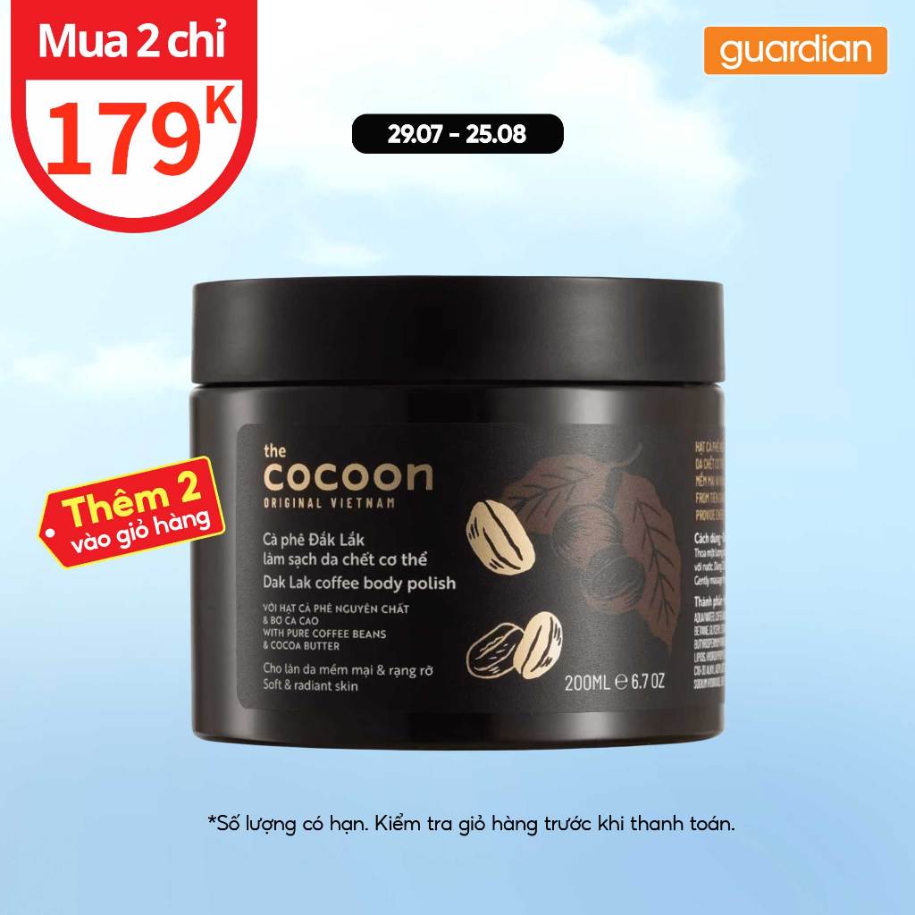 Cà Phê Đắk Lắk Làm Sạch Da Chết Cocoon 200ml