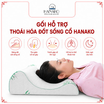 [HOẢ TỐC] Gối Kê Cổ Hanako Hỗ Trợ Thoái Hoá Đốt Sống - Nâng Đỡ Cột Sống Cổ - Làm Dịu Cảm Giác Mỏi Vai Gáy