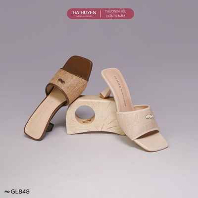 Guốc lê nữ 6cm HÀ HUYỀN quai ngang cói gót nhọn 6 phân - GL848