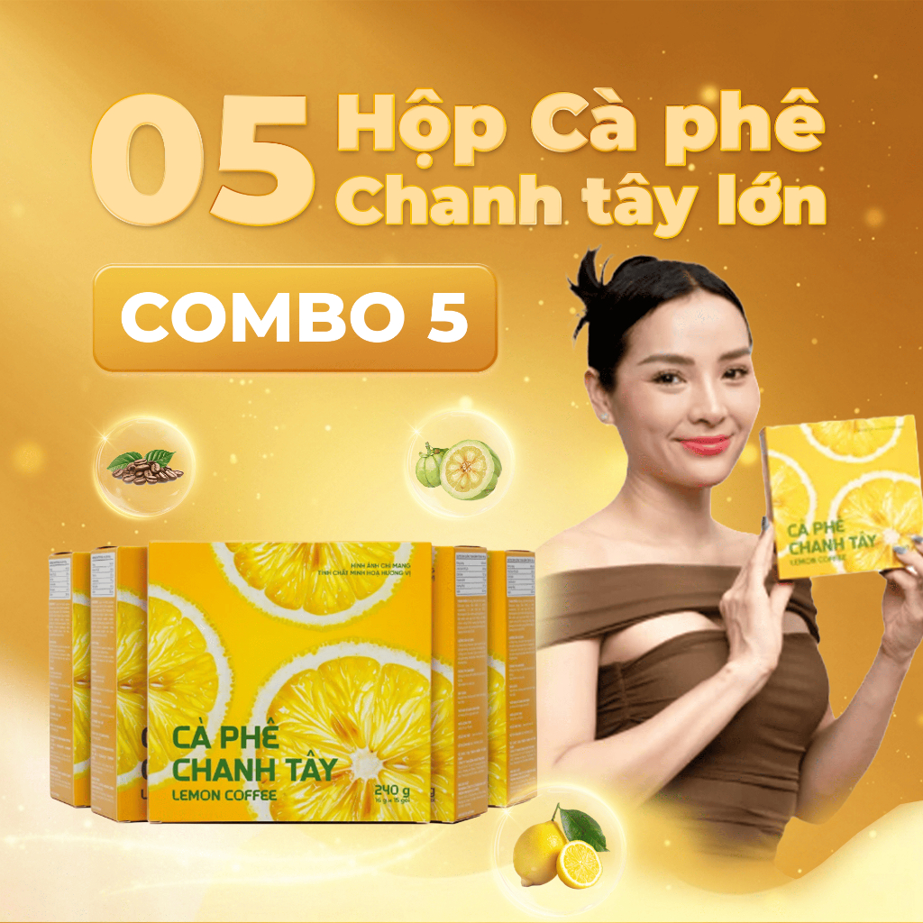 Sỉ Combo 5 Hộp – Cà Phê Chanh Tây  | Lemon Coffee Hộp 15 Gói