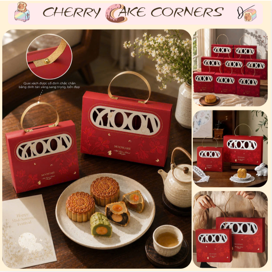 Hộp Đựng Bánh Trung Thu Chữ Moon 4 Bánh - 6 Bánh Mini 50g - 75g, Hộp Đựng Bánh Lava Trứng Chảy..