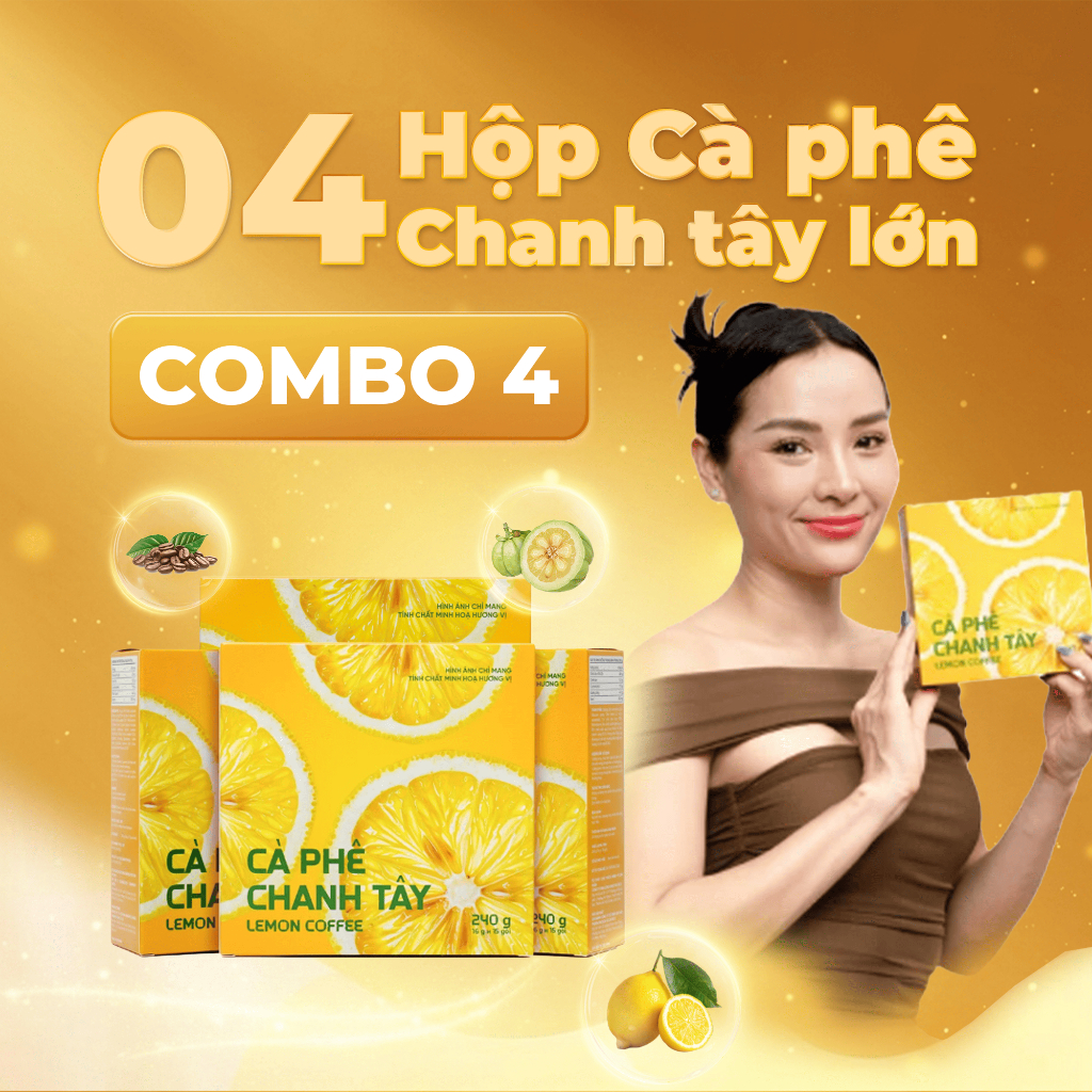 Sỉ Combo 4 Hộp – Cà Phê Chanh Tây | Lemon Coffee Hộp 15 Gói