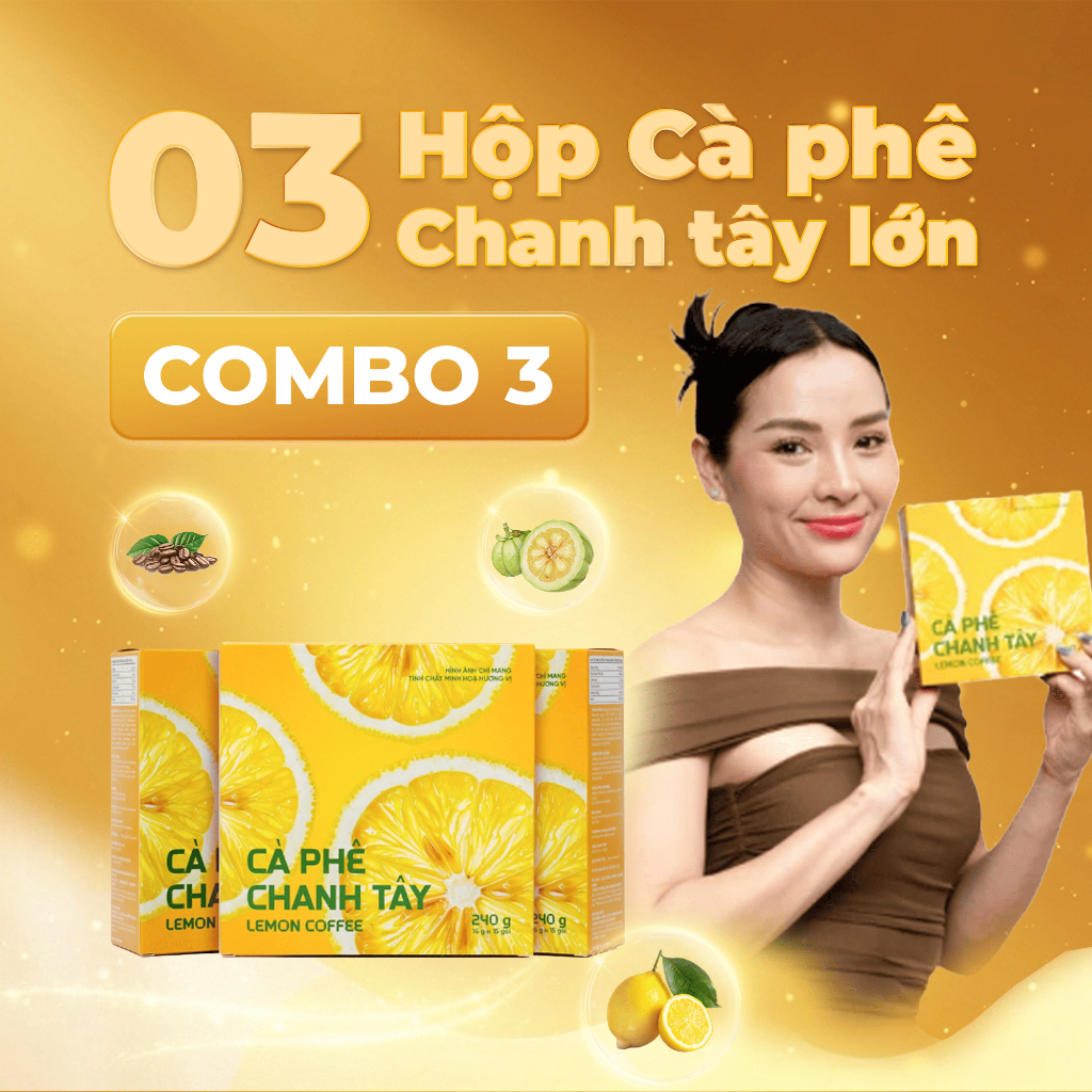 Combo 3 Hộp Cà Phê Chanh Tây | Lemon Coffee Hộp 15 Gói - Jolie Coffee