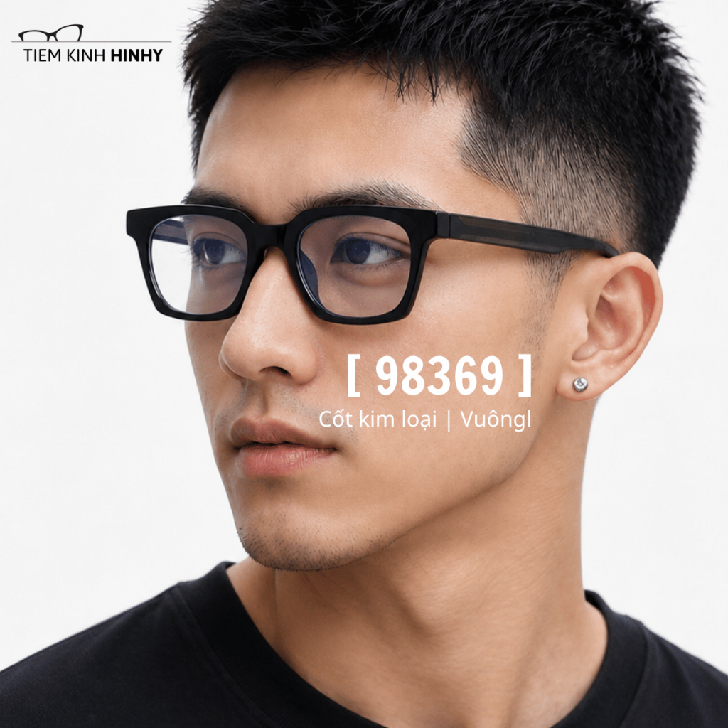 Gọng kính nam cốt kim loại cao cấp [hỗ trợ lắp cận] Tiệm Kính Hinhy chắc chắn basic dễ mang form vừa