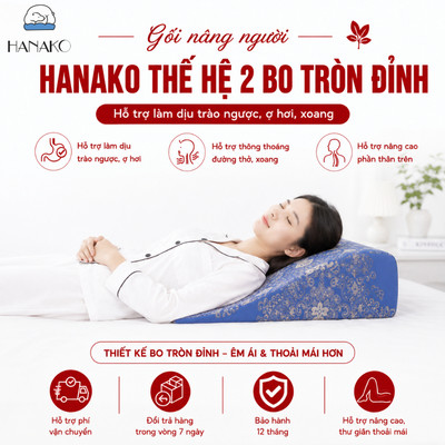 [SHOPEE VIP] Gối Hỗ Trợ Trào Ngược Dạ Dày Và Cải Thiện Thoái Hóa Đốt Sống Cổ Hanako Thế Hệ 2 Cao 16cm - Hàng Chính Hãng