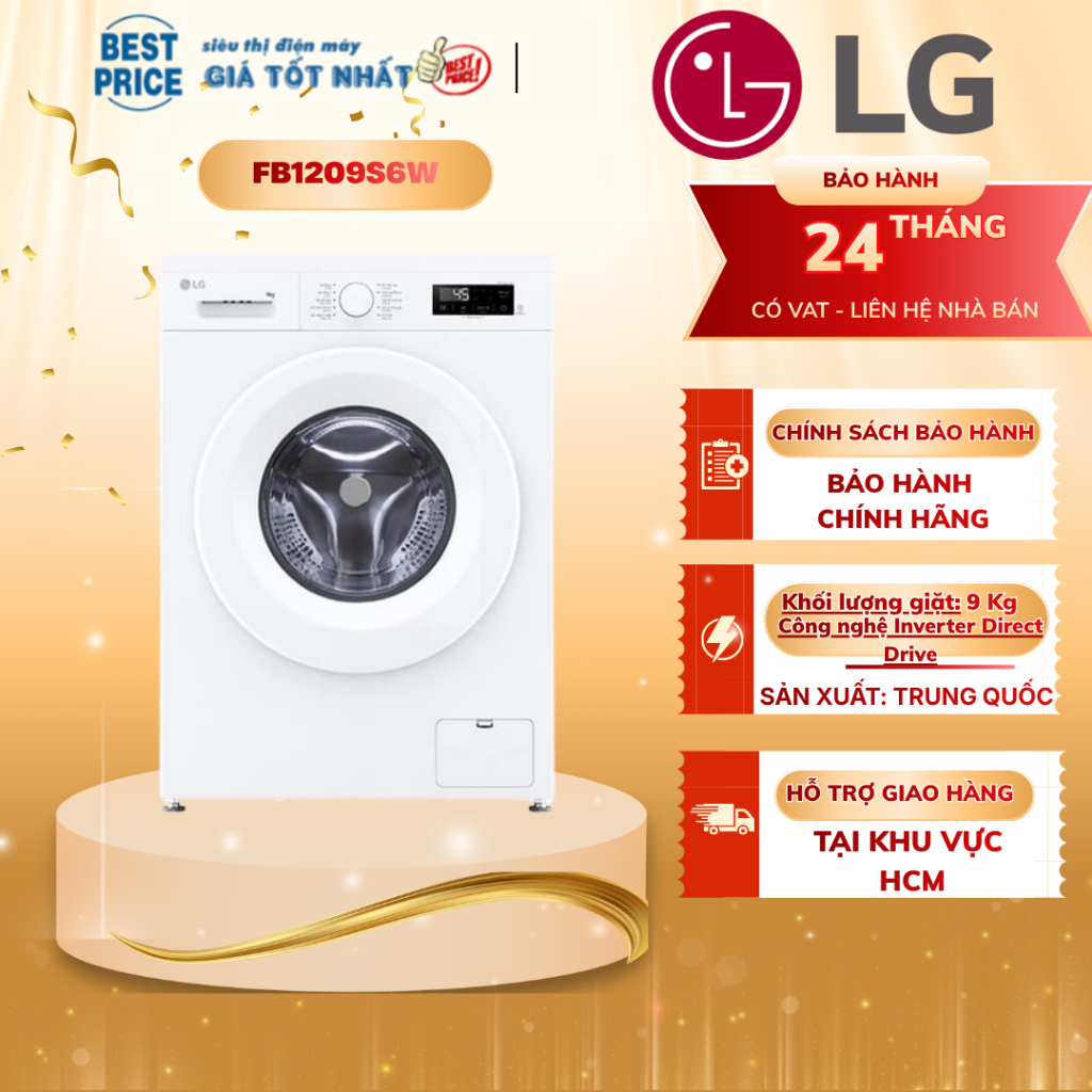 Máy giặt LG Inverter 9 kg FB1209S6W