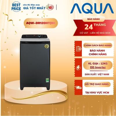 AQW-DR120HT.BK Máy giặt 12 Kg Aqua lồng đứng Inverter - Gia đình 5 - 7 người AQW-DR120HT BK