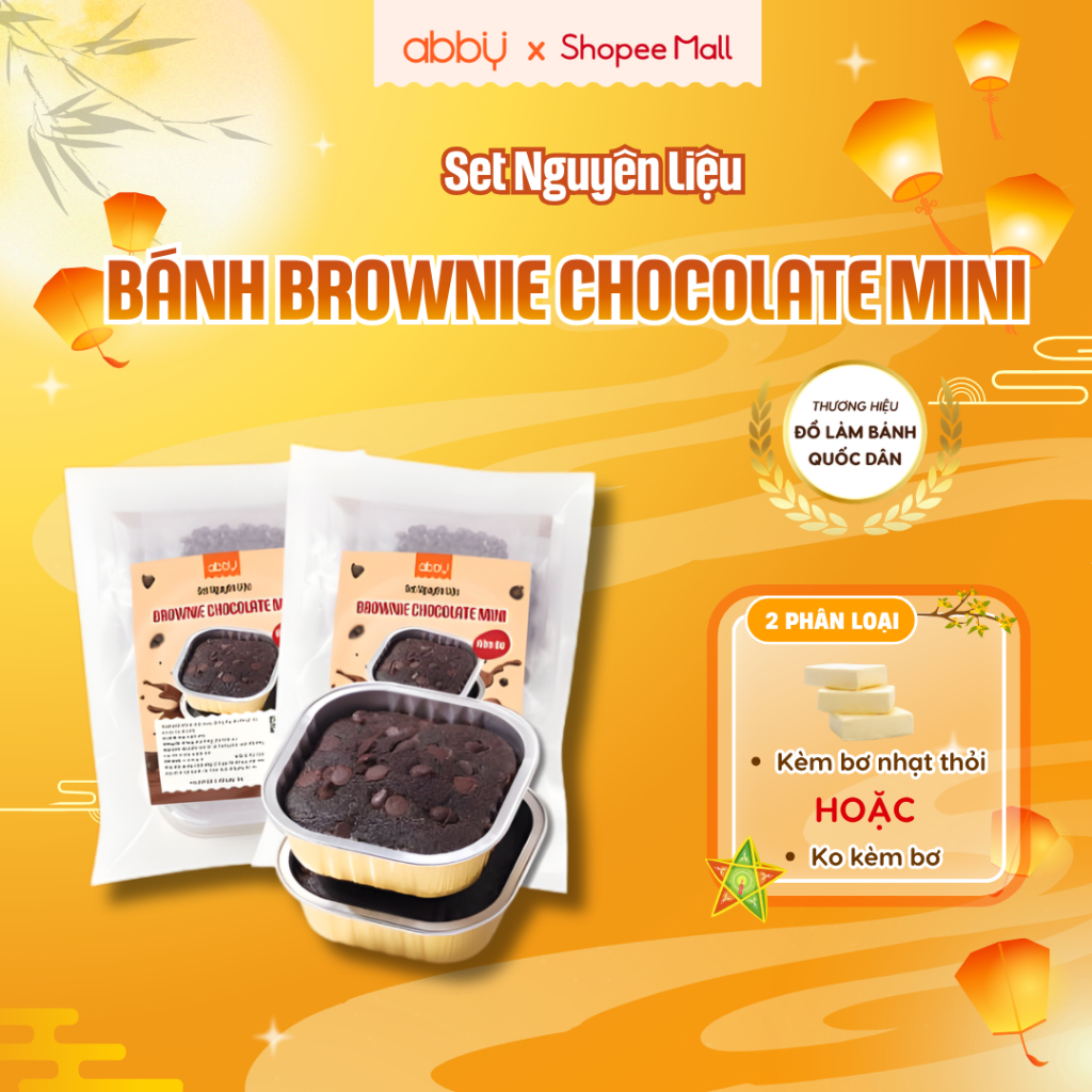 [ABBY] Set nguyên liệu làm bánh Brownie Chocolate Mini - Thành phẩm 210g - Set làm bánh đậm vị socol