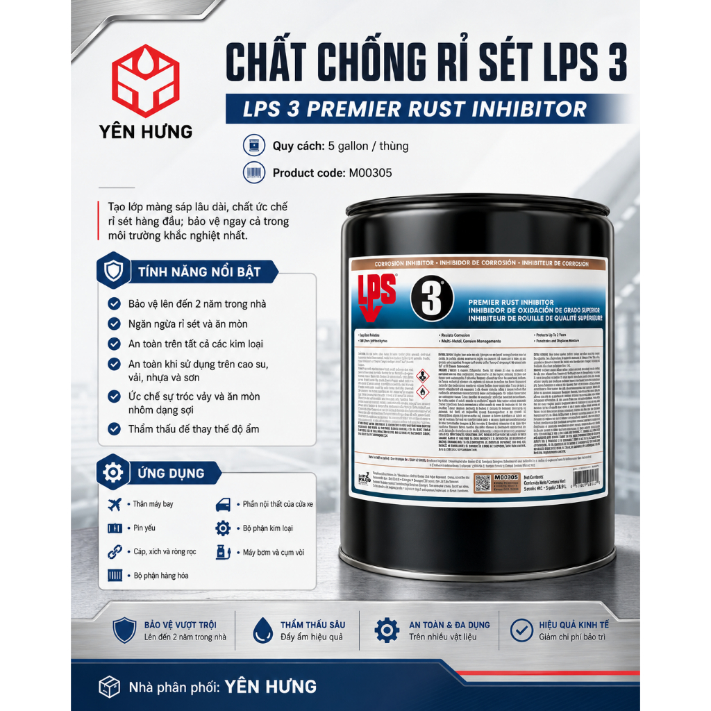 LPS 3 Premier Rust Inhibitor M00305 5 Gallon – Chất Chống Rỉ Màng Sáp Bảo Vệ Kim Loại Dài Hạn