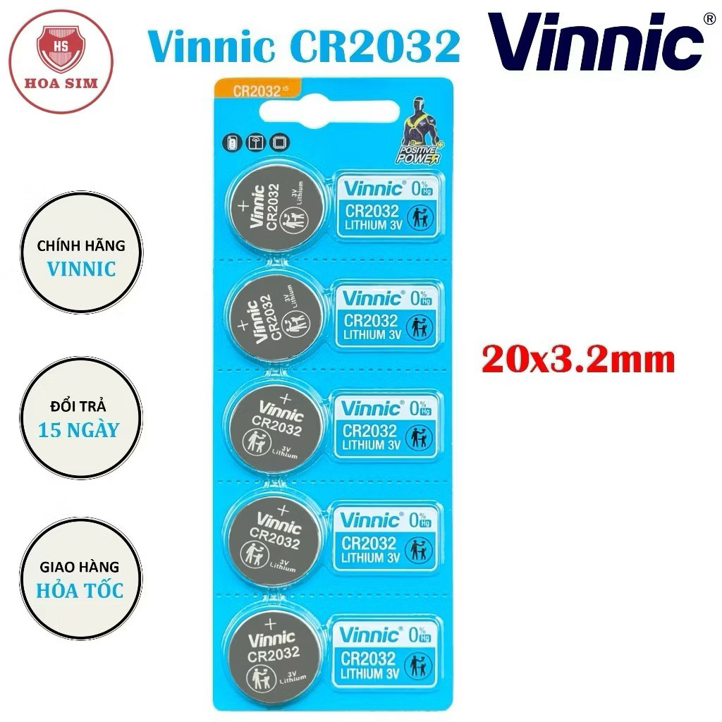 [Chính Hãng]Pin VINNIC CR2032 CR2025 CR2016 CR1632 CR1620 CR1616 CR1220-Vỉ 5 viên