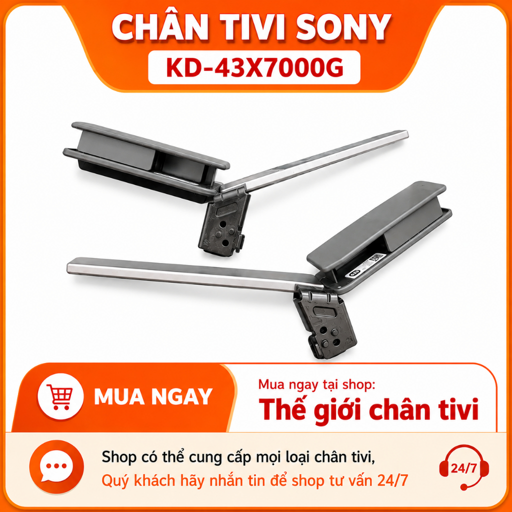 Chân tivi sony KD- 43X7000G chính hãng, bao gồm đầy đủ bộ vít lắp chân kèm theo
