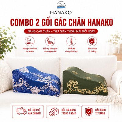 Combo 2 gối kê chân hỗ trợ tĩnh mạch chân Hanako tùy chọn kích cỡ 25cm & 28cm